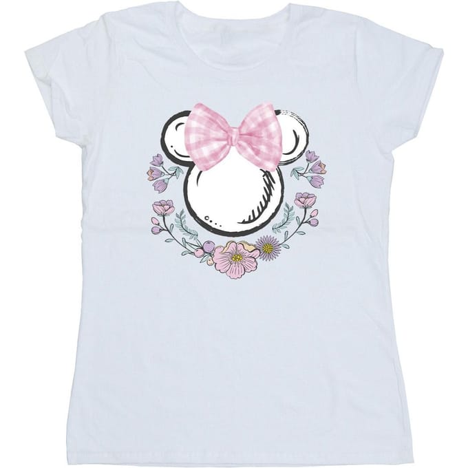 Disney Dames/Dames Minnie Mouse Bloemen Strik T-shirt (Wit)