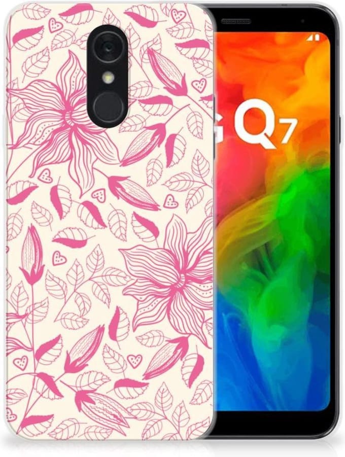 LG Q7 TPU Case Pink Flowers