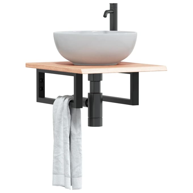 vidaXL - Badkamer - wandschap - staal - en - massief - eikenhout