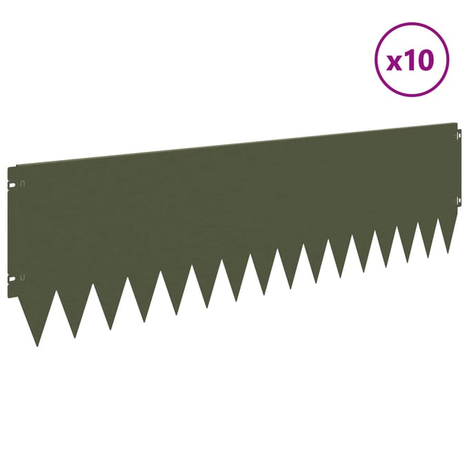vidaXL - Gazonrand - 10 - st - 103 - x - 30 - cm - Staal - Olijfgroen