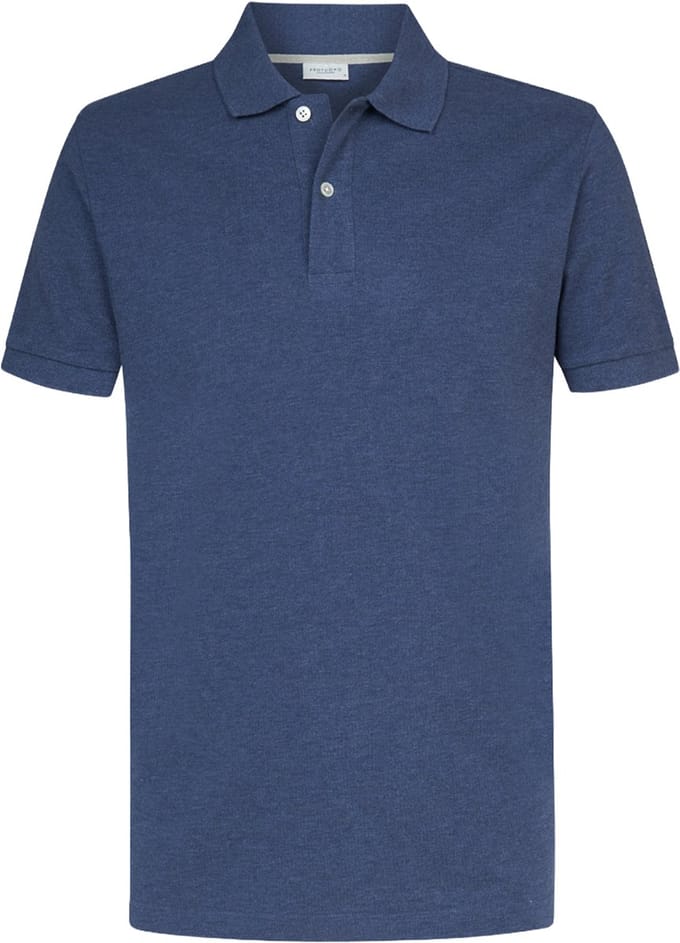 Profuomo Piqué Poloshirt Melange Indigo - Maat L - Heren