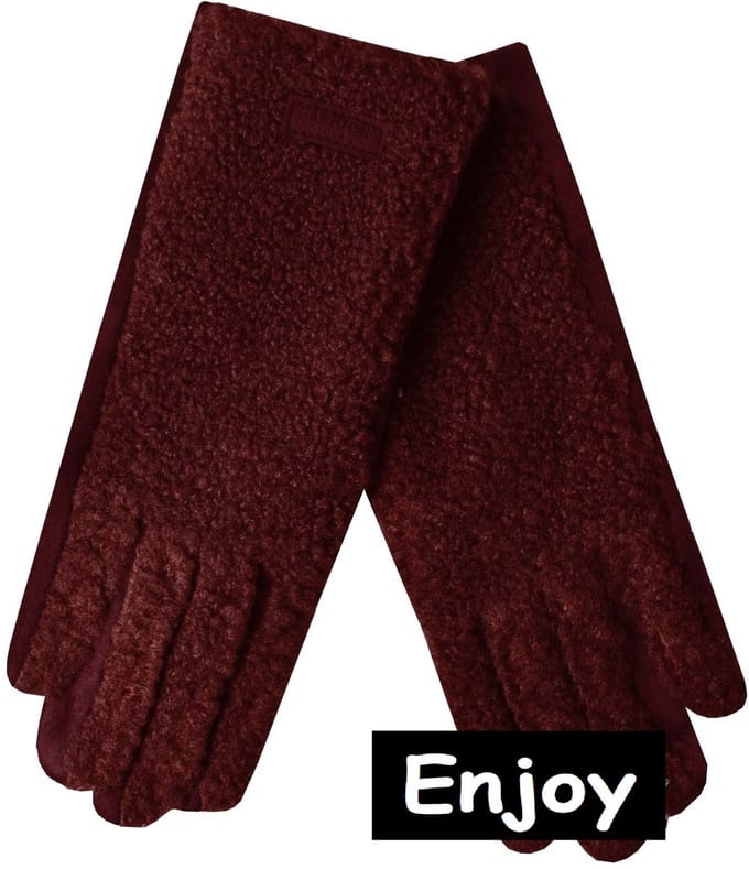 Handschoenen -bordeaux- teddy