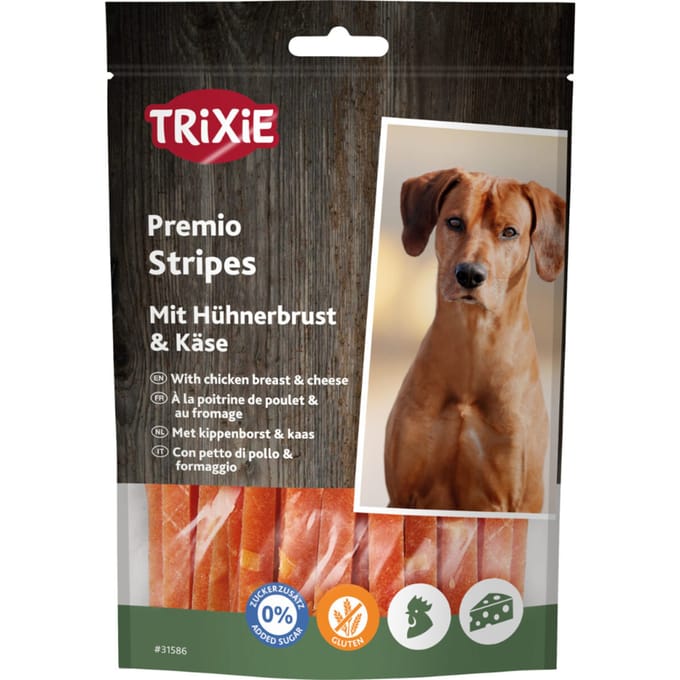 4x100g Trixie PREMIO Strips met Kip en Kaas Hondensnacks