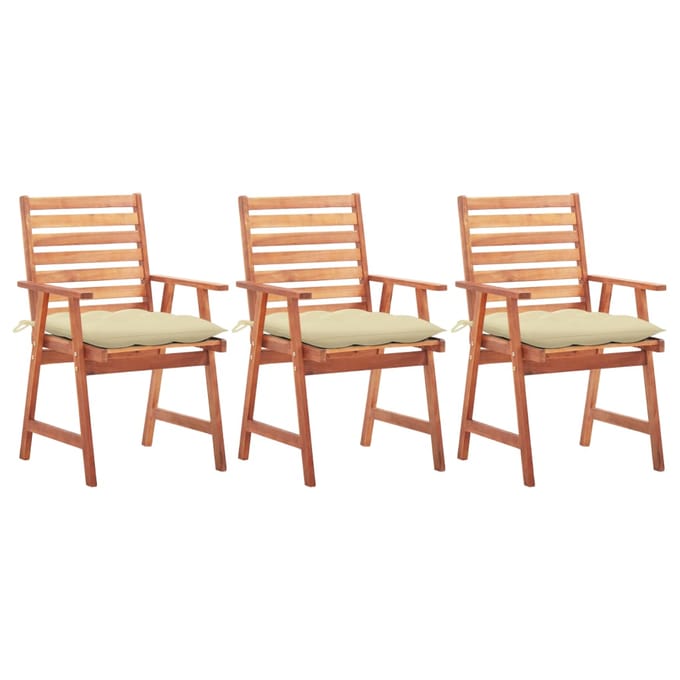 vidaXL - Tuinstoelen - 3 - st - met - kussens - massief - acaciahout