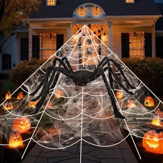 Solidchoice - Halloween Spinnenweb Decoraties Set met Mini Spinnen