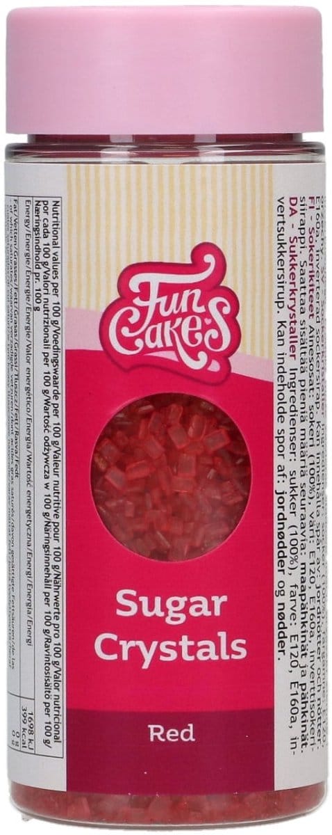 FunCakes Suikerkristallen - Rood - 80g - Gekleurde Suiker - Eetbare Taartdecoratie