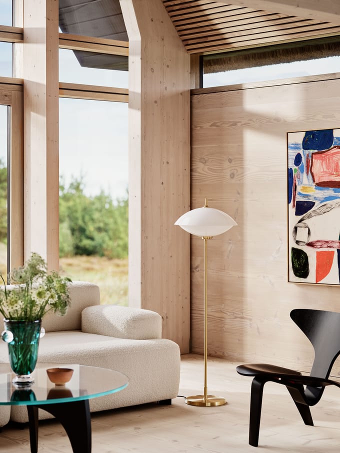 Fritz Hansen Clam Vloerlamp Opaal/messing