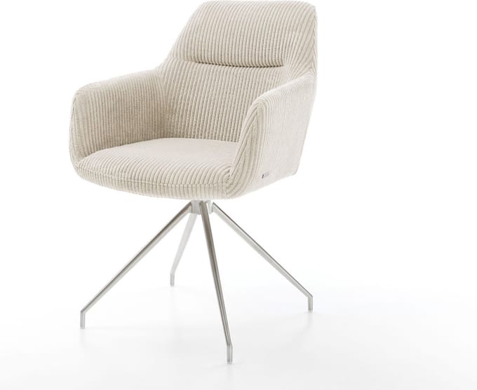 Gestoffeerde-stoel Pejo-Flex kruisframe conisch roestvrij staal koord beige pocketveer kern