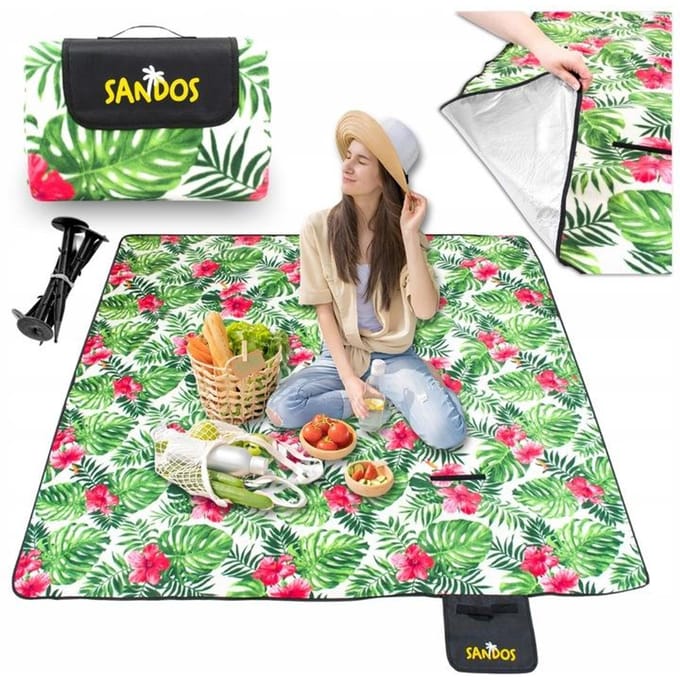 Sandos - Picknickkleed - 200x200cm - Waterdicht - Bloemenmotief