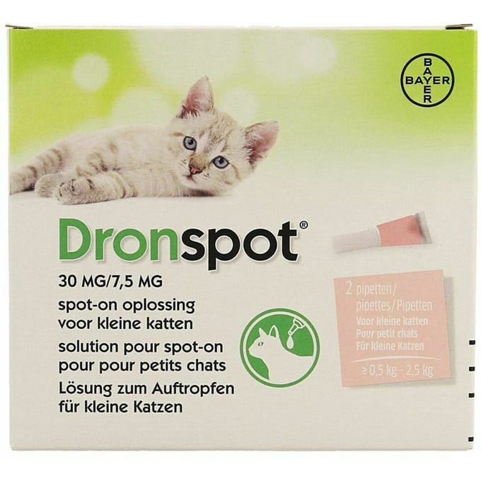 Dronspot Spot On Ontwormingsmiddel voor kleine katten (0,5 - 2,5 kg) 2 pipetten