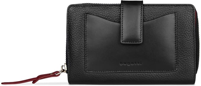 bugatti portemonnee Viola Ladies Zip Wallet Black - Red zwart