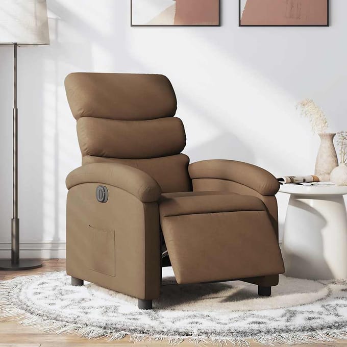 vidaXL - Fauteuil - verstelbaar - elektrisch - stof - bruin