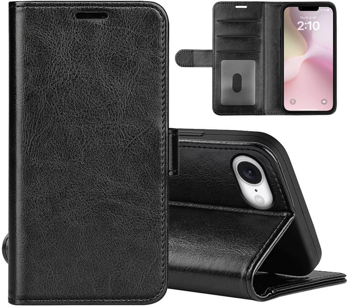 MobyDefend Hoesje - Geschikt voor iPhone 16e / iPhone 17e - Wallet Book Case (Sluiting Achterkant) - Zwart