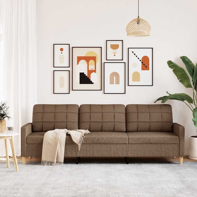 vidaXL - Driezitsbank - 210 - cm - stof - bruin