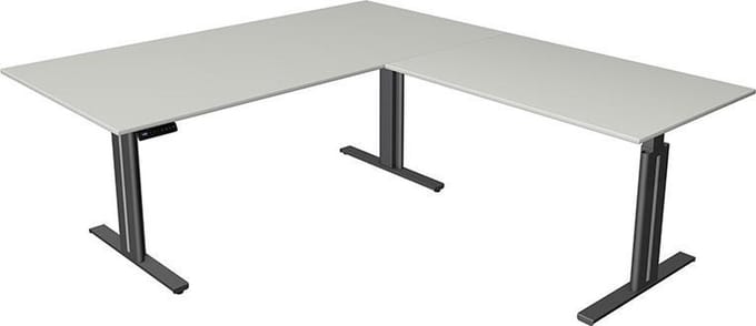 Kerkmann Hoekbureau Move-3 elegant - licht grijs - 200x220 cm - elektrisch verstelbaar