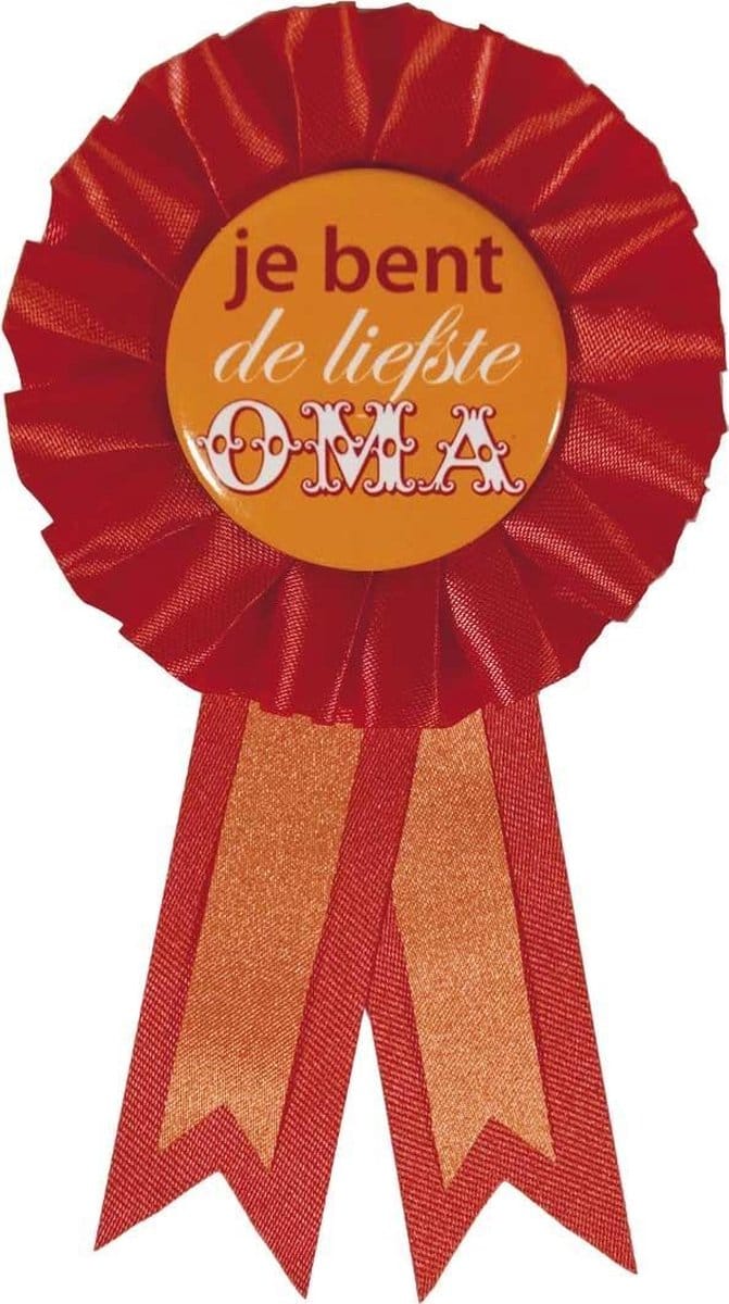 Haza Original Rozet "je Bent De Liefste Oma'' 8 X 14,5 Cm