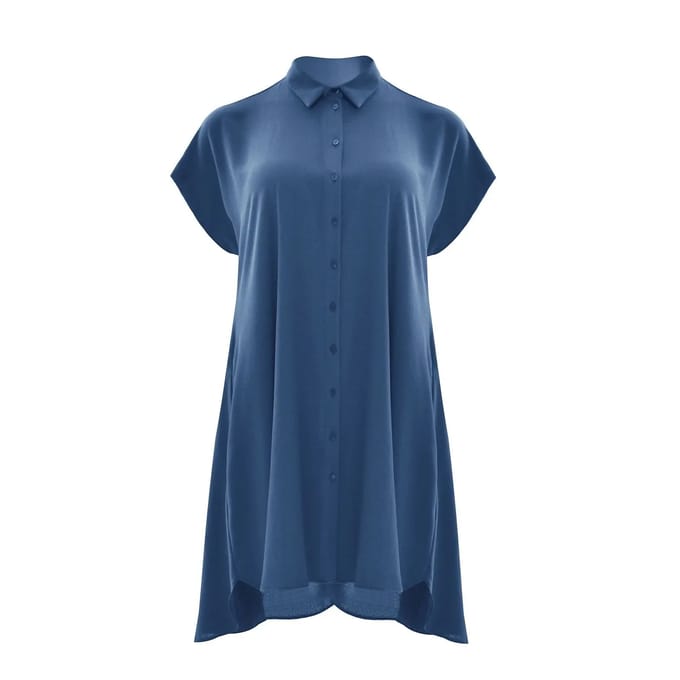 Midi Chemise Jurk in Crêpe Dames Mat Fashion