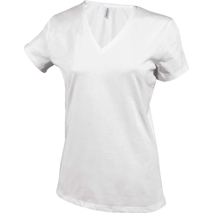 Kariban Dames T-shirt V-hals Korte Mouwen K381 - White - M