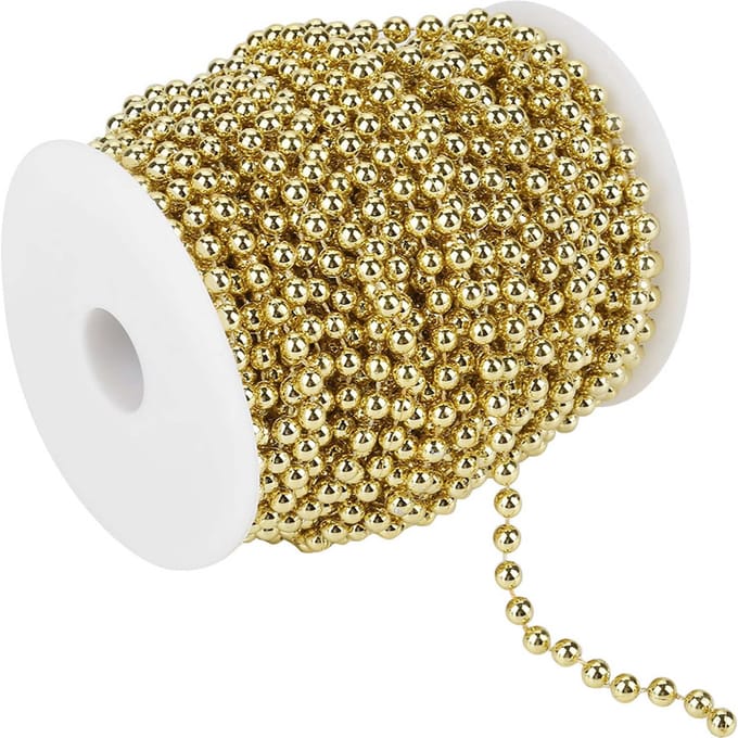 25m rol Galvaniseren Parel Draad Kralen Slinger String DIY Bruiloft Decoratie 6mm Gold beige