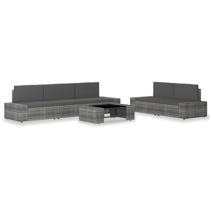 vidaXL - 6-delige - Loungeset - poly - rattan - grijs