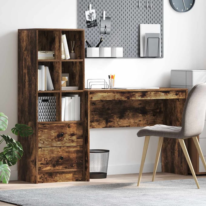 vidaXL - Bureau - Rook - Eiken - 145,5 - x - 40 - x - 127 - cm - 2 - st