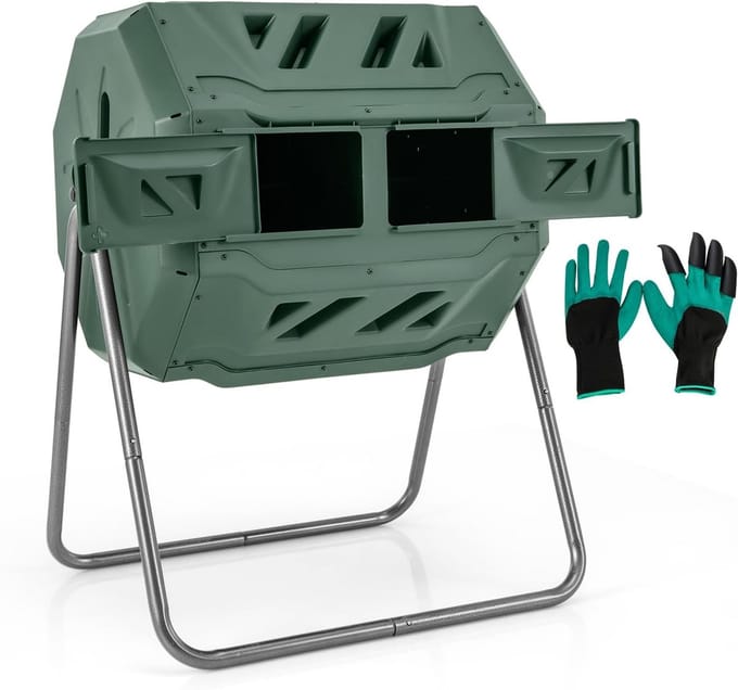 Trommelcompostbak 160 Liter met 2 Kamers en Ventilatiesystemen voor Efficiënt Composterene