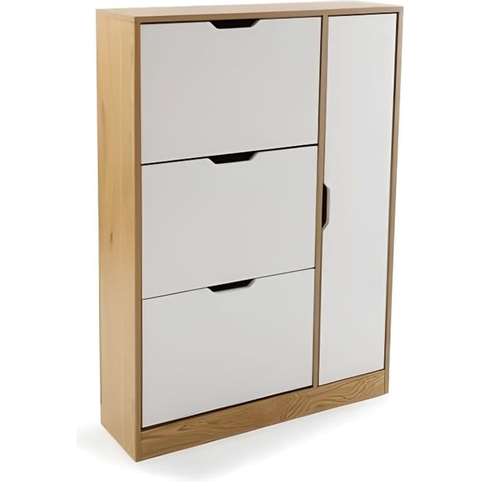 Commode pour Rangement Charleroi - VERSA - 117 x 80 x 23,5 cm - Bois - Marron et blanc
