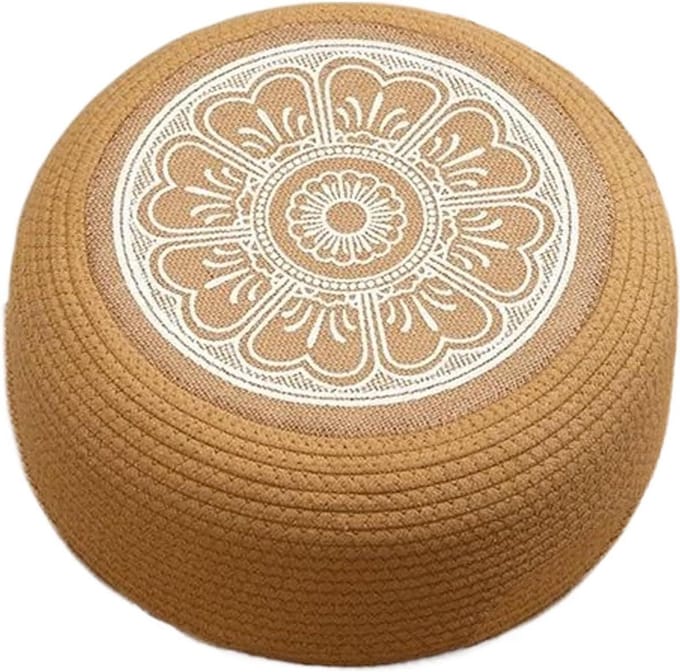 Buiten poef - Ottoman kussen - Extra zitplek - Handgevlochten design - 40 cm - Wit
