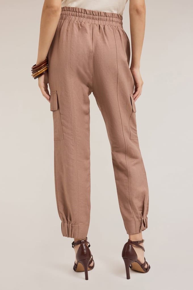 Motivi Linen-blend Cargo Joggers Beige Taglia: 42 | Pantaloni cargo Outlet | Donna | Marrone