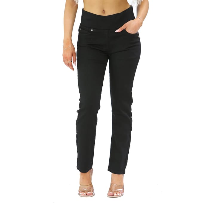 Damesjeans met elastische taille voor buikcontrole in zwart