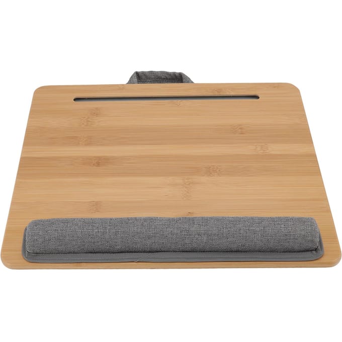 Laptoptafel Multifunctioneel Bamboe Schootbureau Bedblad met Kussen voor Lezen Schrijven Spelen beige