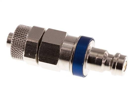 Vernikkeld Messing DN 5 Blauw Luchtkoppeling Insteeknippel 6x8 mm Push-On Double Shut-Off - CLP5-N-BN-BLU-SV-6