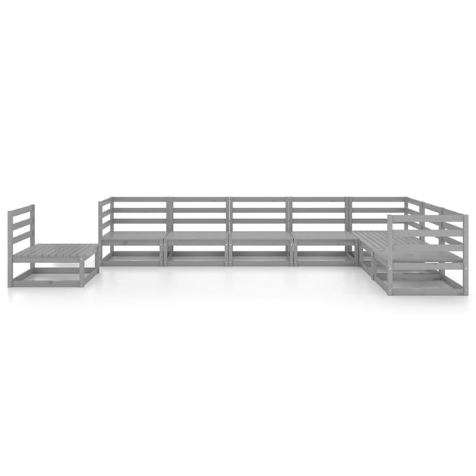 vidaXL - 8-delige - Loungeset - massief - grenenhout - grijs