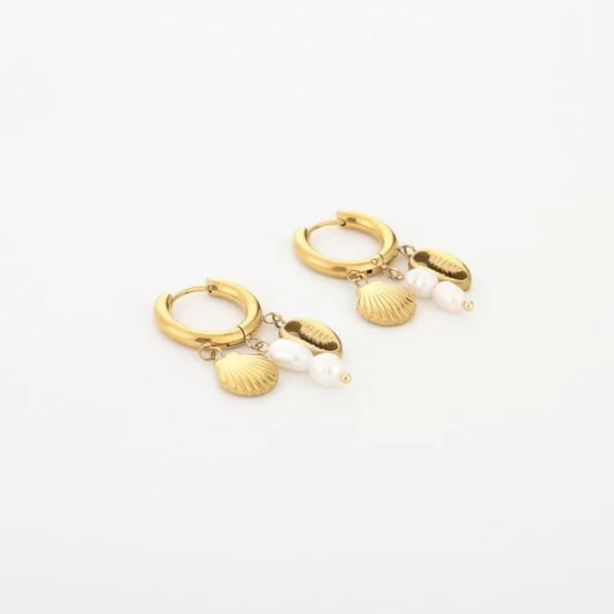 Bijoutheek Oorringen Hoop Parels Schelpen Goud