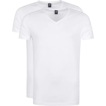 Suitable Vitasu T-Shirt V-Hals Wit 2-Pack - Maat XXL - Heren - Basic T-shirt - Ondershirt met Stretch