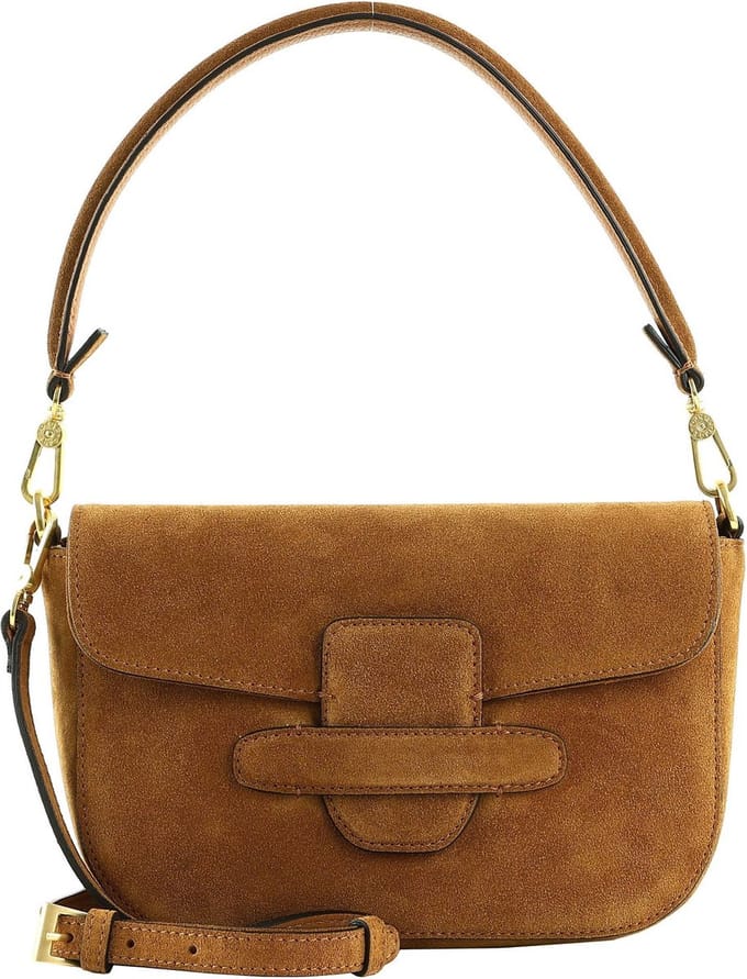 abro Schoudertas Leather Suede Shoulder Bag Camilla Cuoio Terracotta
