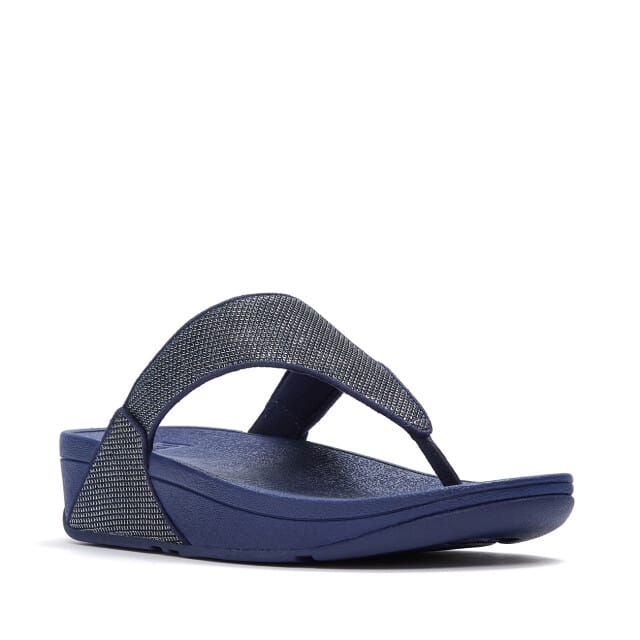 FitFlop Lulu Shimmerglitz Toe-Post Sandals DONKERBLAUW - Maat 43
