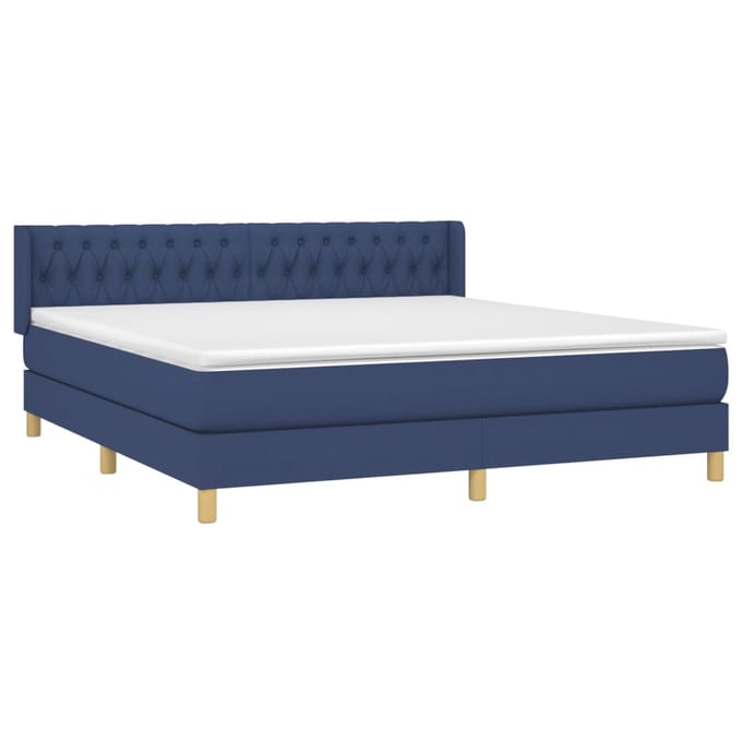 vidaXL - Boxspring - met - matras - stof - blauw - 180x200 - cm