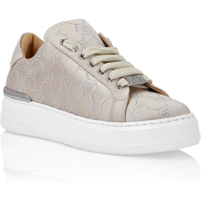 Satin Lo Top Sneakers Monogram Strass