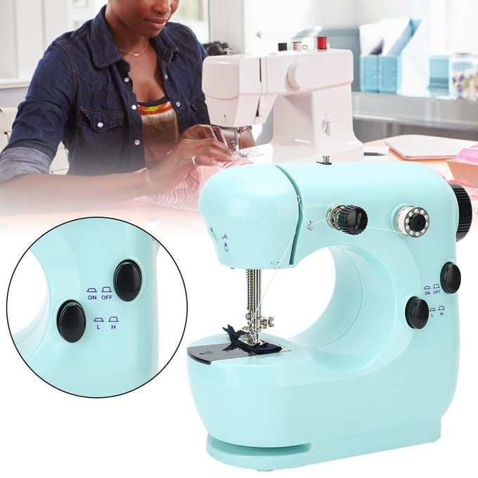 Draagbare Tafel Naaimachine Herstellen Multifunctioneel Thuis DIY Borduurwerk Tool 100‑240V US Stekker US Plug white