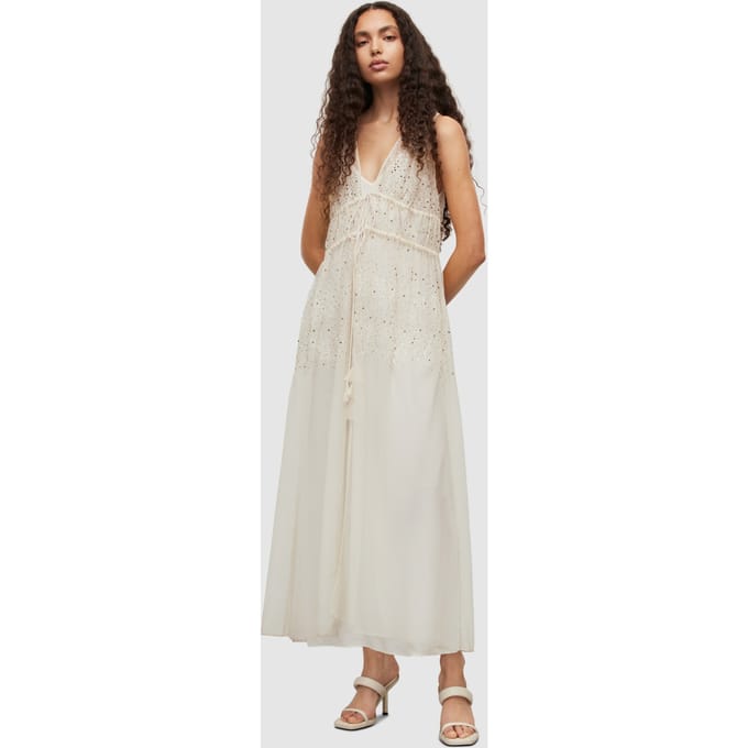 AllSaints Robyn Emb Dress Off White Taglia: 6 | Maxi abiti Outlet | Donna | Bianco