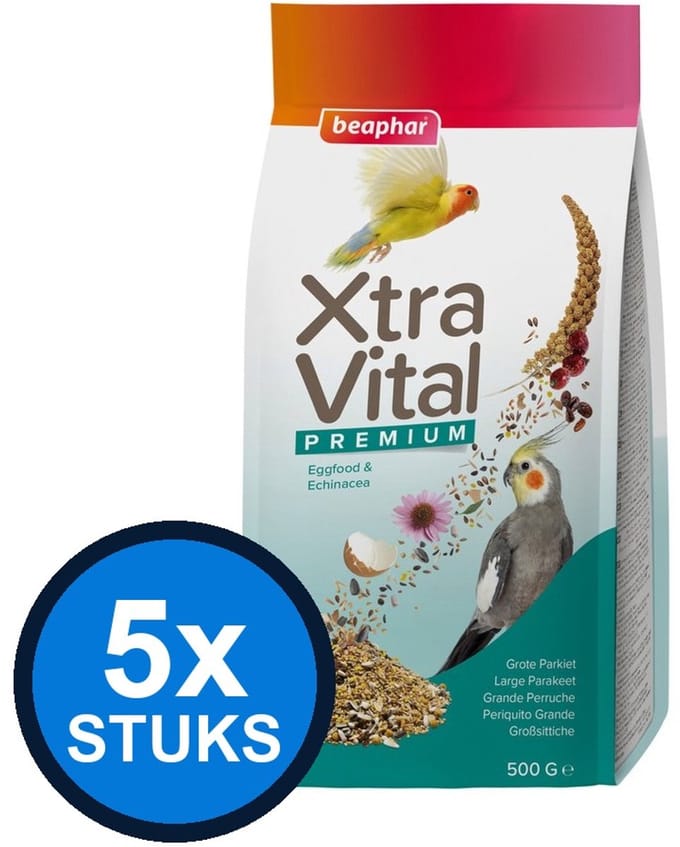 5x Beaphar - XtraVital grote parkiet 500gr - Vogelvoer - 500 g