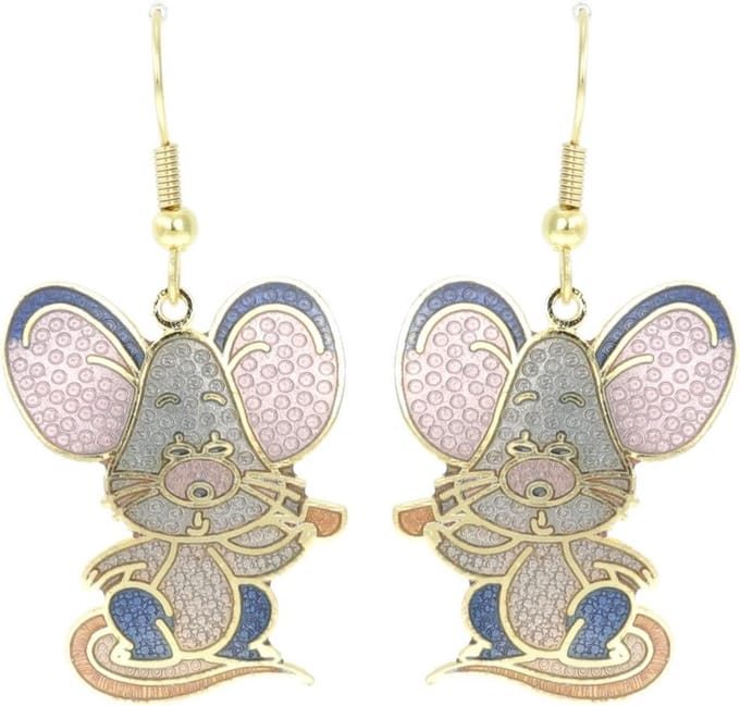 Behave - Oorhangers dames - muizenmotief - grijs - 4,5 cm