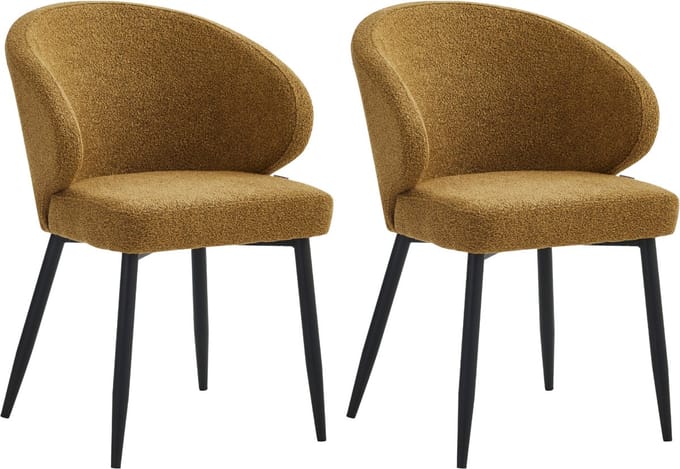 Colenis® - Ruby Eetkamerstoel - Set Van 2 – Cappuccino – Bouclé - Design