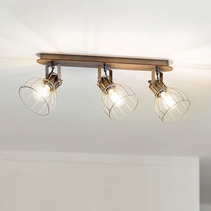 EGLO Sambatello Opbouwspot - 3 lichts - E27 - Bruin - ZIlver
