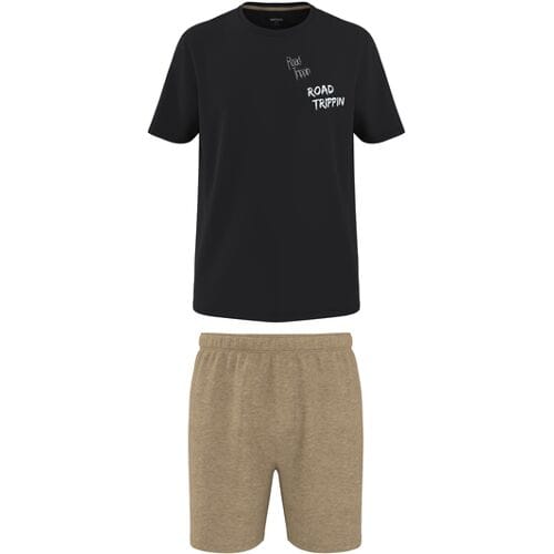ESMARA MEN Korte heren pyjama (Zwart/beige, M)