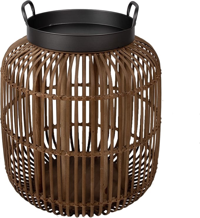 Clayre & Eef Bijzettafel Ø 51x60 cm Bruin Rotan Ijzer Rond