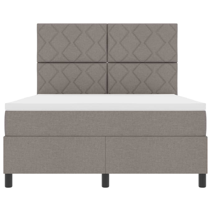 vidaXL - Boxspring - bed - met - LED-stripverlichting - Taupe - 160 - x - 200 - cm - Stof