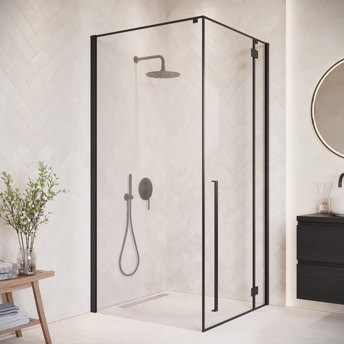 Badplaats Douchecabine Vancouver 90 x 90 x 190 cm - Zwart - Douchewand met Draaideur