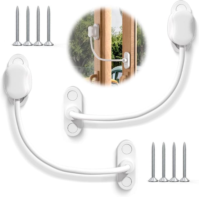 Raam Beveiliging - Kabel Lock - Kind Veilig - Sleutelloos - 5 Stuks - Wit